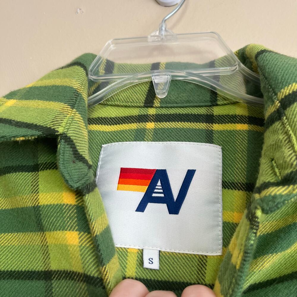 Aviator Nation Plaid Flannel Light Weight Unisex Western Shirt in Avocado Plaid - Picture 14 of 15